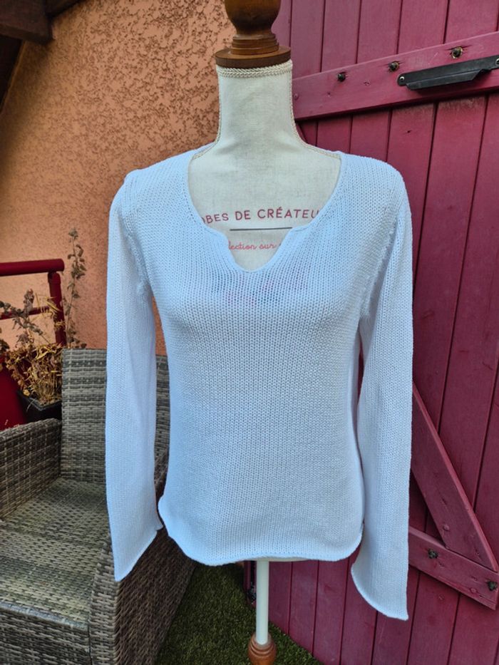 Pull blanc à manches longues pour femme T. 42