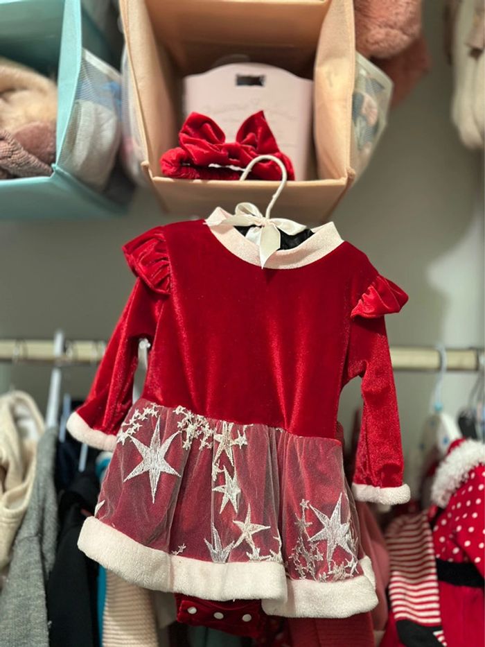 Robe Noël et bandeau papillon 3-6 mois - photo numéro 2