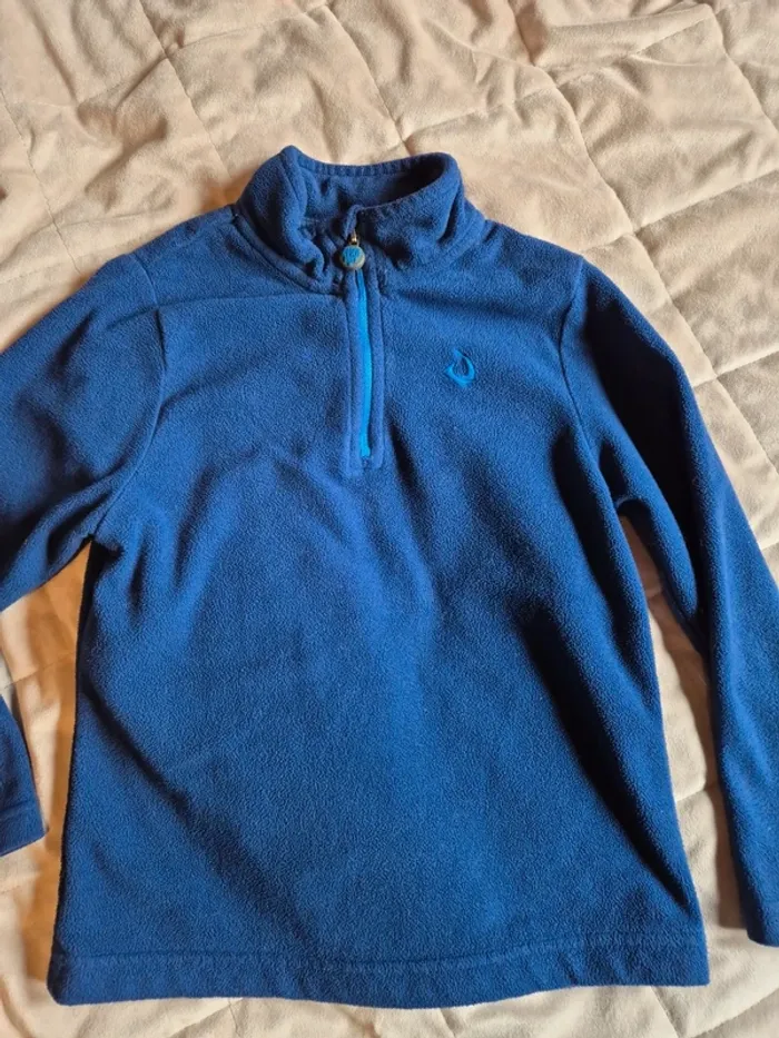 Pull polaire bleu avec ouverture au cou zippé - photo numéro 2