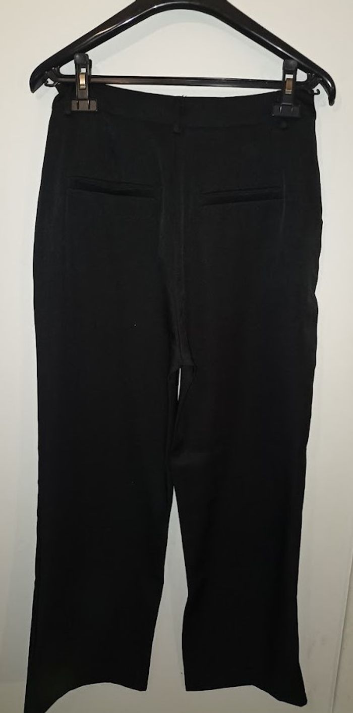 Pantalon Large Noir Évasé Taille Haute - photo numéro 3