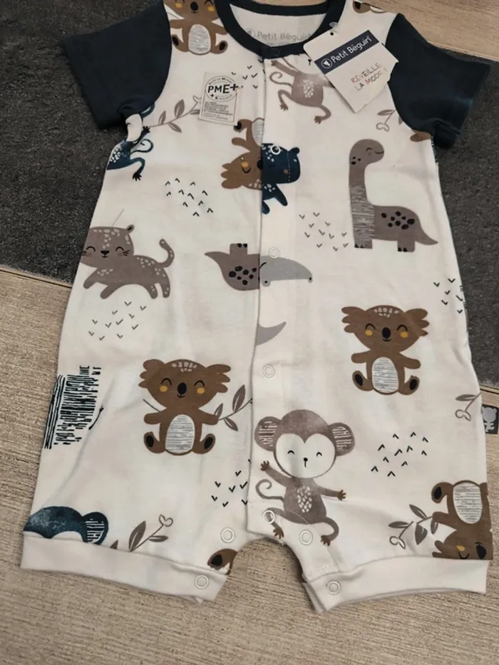Combishort coton léger garçon 9 mois 74cm Petit Béguin - photo numéro 4