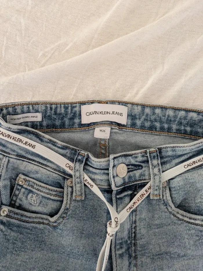 Jean Calvin Klein - W26 34- High Rise Skinny Ankle - Bleu Délavé - photo numéro 3