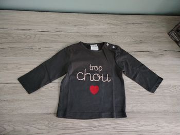 Tee-shirt manches longues trop chou 6 mois fille 