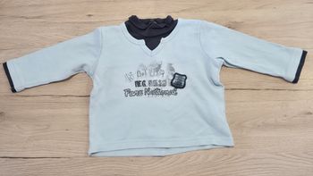 Tee-shirt manches longues col roulé bleu et marron, Sucre d'orge, 18 mois