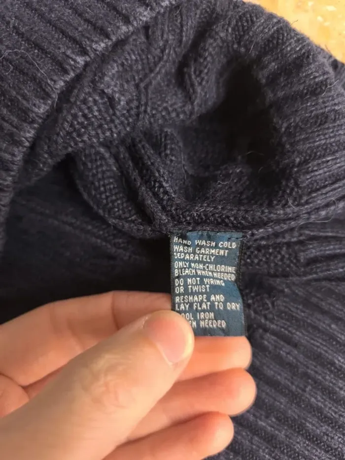 Pull torsadé Ralph Lauren homme M col rond en soie excellent état - photo numéro 9