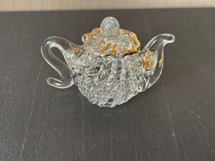Lot de 2 théières miniatures vintage en verre filé - photo numéro 3