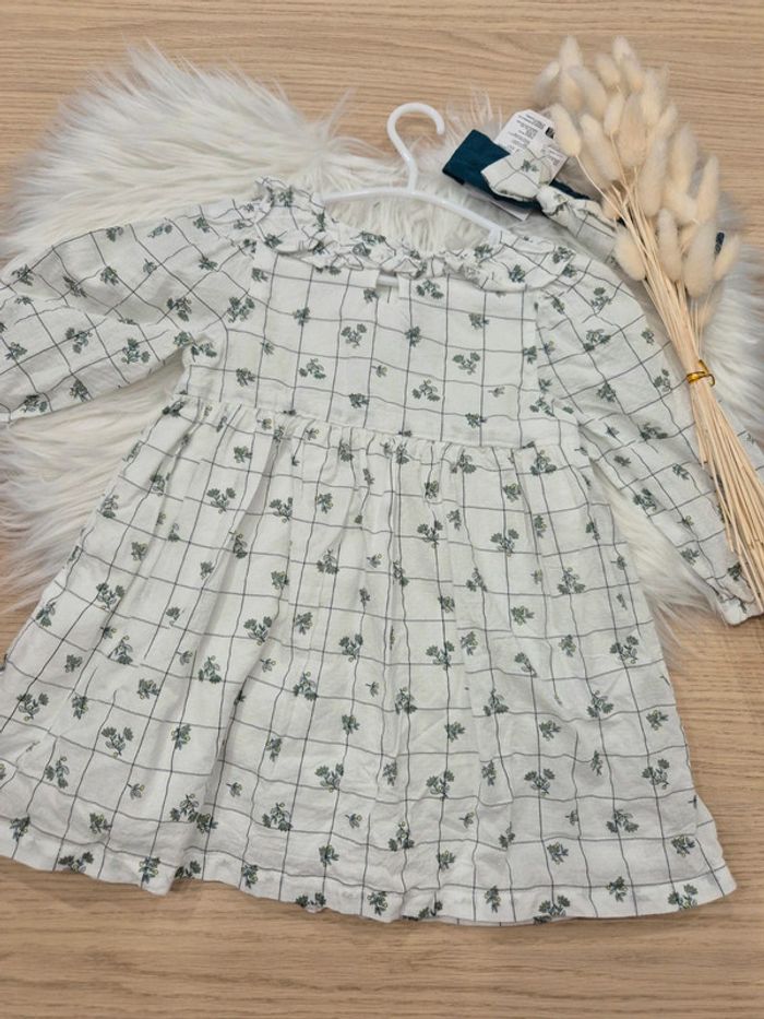 🌿 Jolie robe + bandeau neufs Sergent Major 18 mois