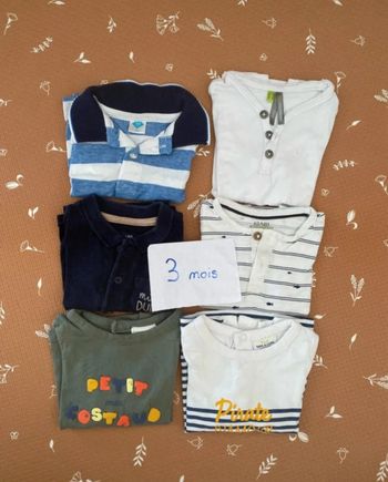 Lot 6 teeshirt manches courtes 3 mois