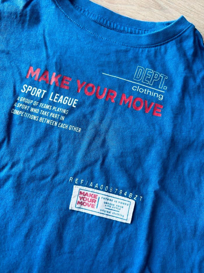 Teeshirt manches courtes bleu écriture rouge 5 ans - photo numéro 2