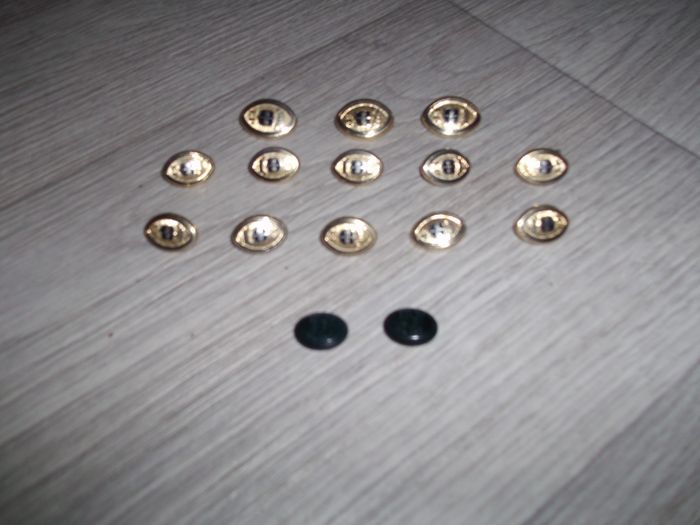 Lot de 15 boutons EDEN PARK doré et marine, ovales TBE