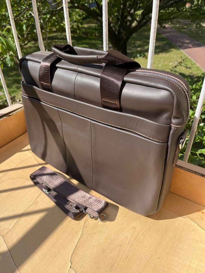 Sac business en cuir vachette marron neuf avec étiquette - photo numéro 3