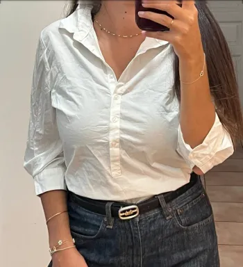 Chemise basique blanche en coton chic parisienne pour le travail ou casual - taille 38 - neuve