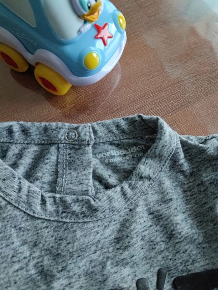 2 tee-shirts manches longues gris et moutarde - photo numéro 5