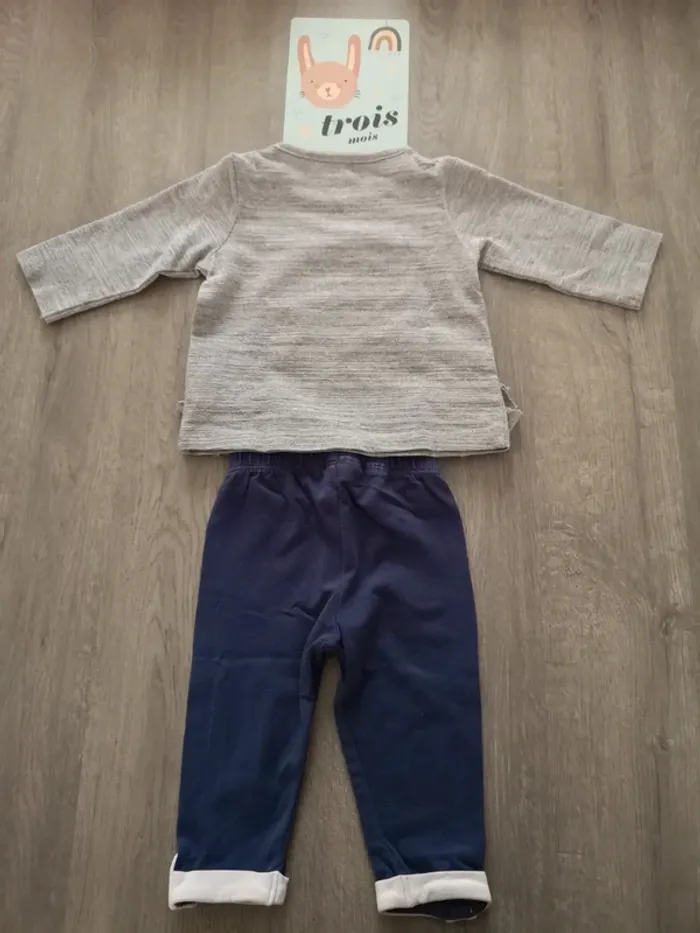 Ensemble tee shirt ML et legging 3 mois renard - photo numéro 2