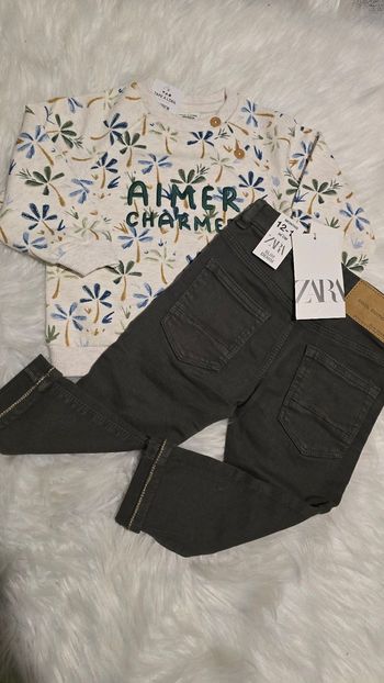 (Neufs non portés) 🏷🏷🥰💙 sweat molleton et jeans slim 18mois Garçon 💙🥰🤩