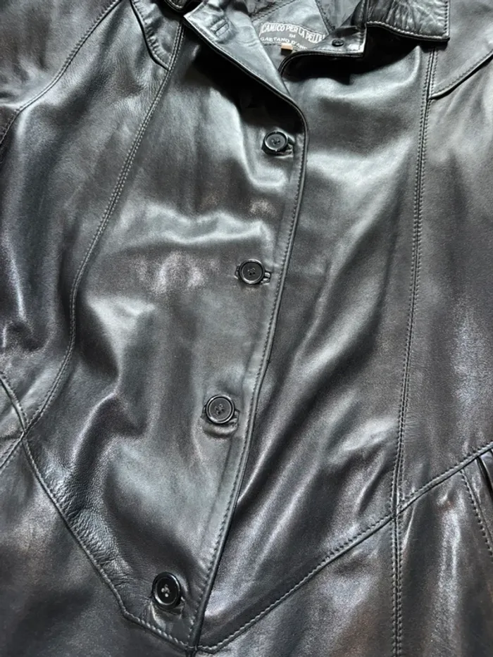 Veste longue en cuir noir - photo numéro 3