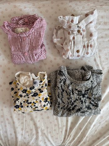 Lot de 4 blouses / chemises manches longues automne hiver bébé fille