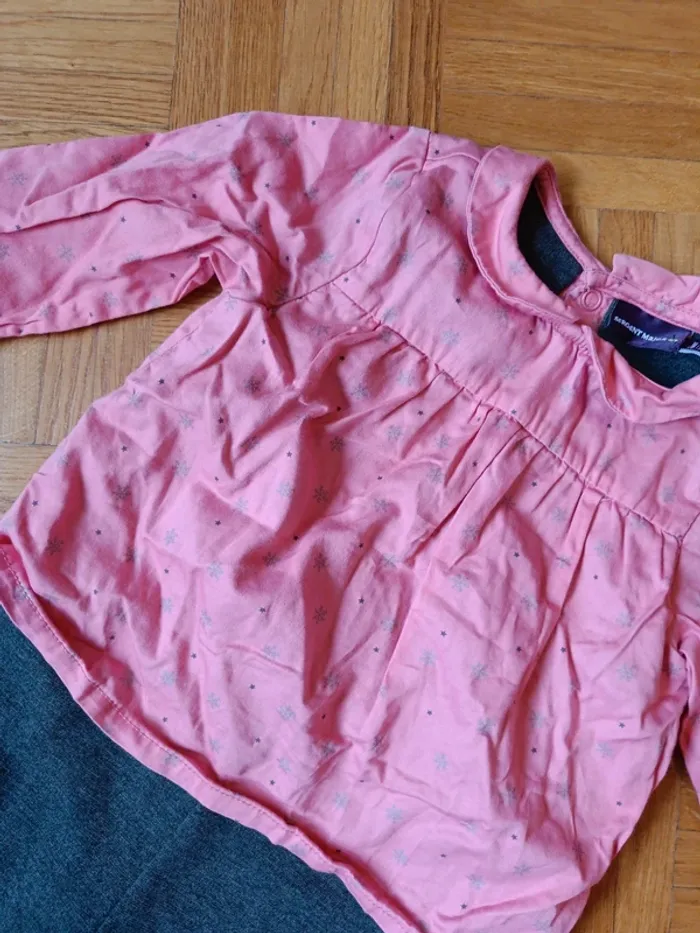 Combinaison Sergent Major 12mois 74cm rose et grise - photo numéro 3