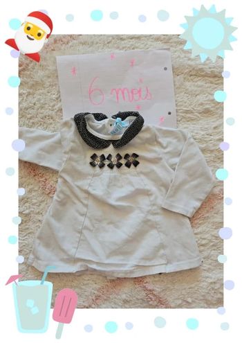 pull bébé fille  blanc et noir okaidi taille 6 mois jolis details #marinecm38fille6mois
