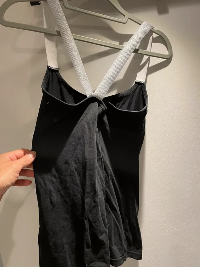 Débardeur noir bretelle brillante croisé dans le dos taille S -36 - photo numéro 4