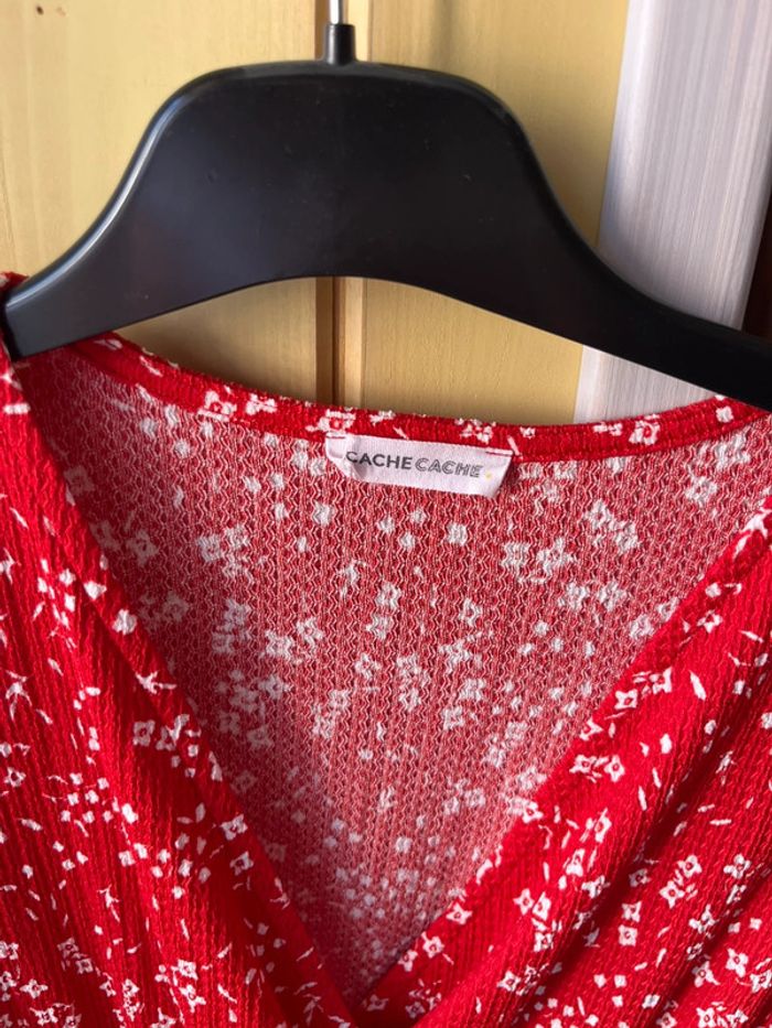 Robe courte Cache Cache - Fleurie rouge - Taille XS - photo numéro 3