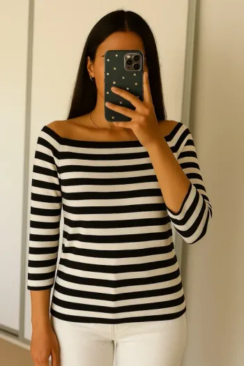 Top épaules dénudées marinière Zara