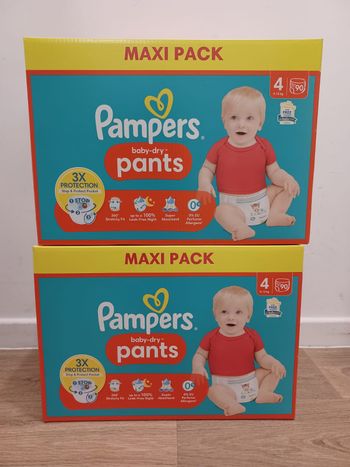 2 cartons couches culottes Pampers baby-dry pants Taille 4- carton de 90 couches