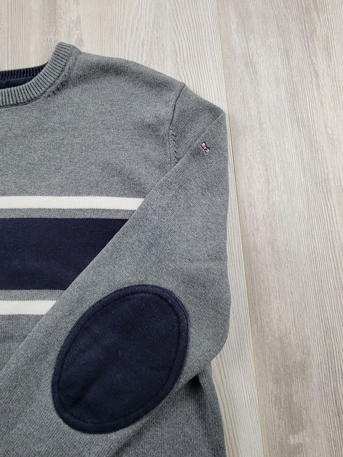 Pull Eden Park gris à bandes bleue et blanche – col rond – taille S – comme neuf - photo numéro 4