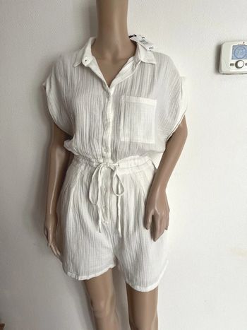 Combi short blanc écru taille 42, 100% coton