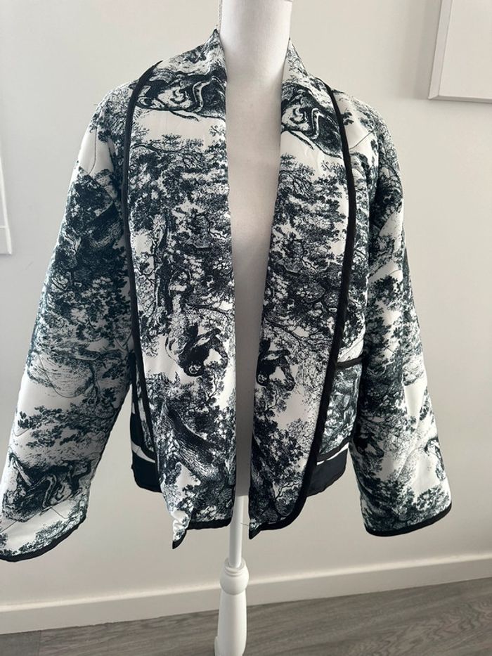 Veste matelassée oversize imprimés tapisserie noire et blanche T38 M