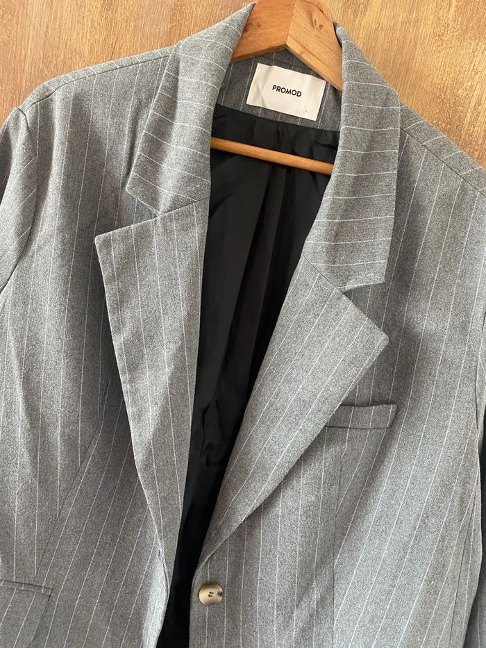 Veste tailleur rayée Grise Lila - photo numéro 2