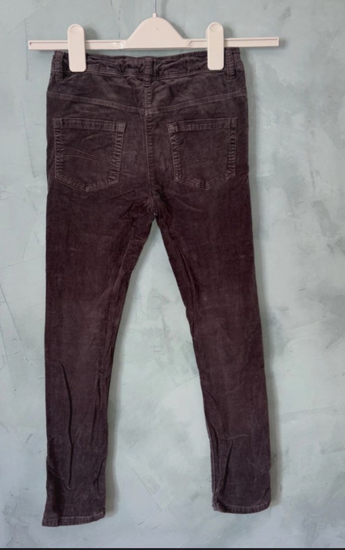 Pantalon slim velours gris fille taille 10 ans - photo numéro 3