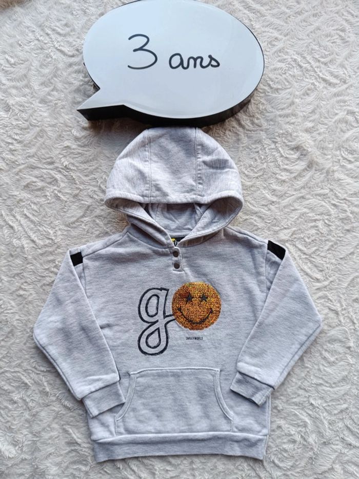 Sweat à capuche sequins Garçon 3 ans go Smiley