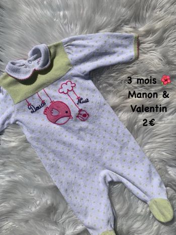 Pyjama 🌺 3 mois 🌺 Manon & Valentin