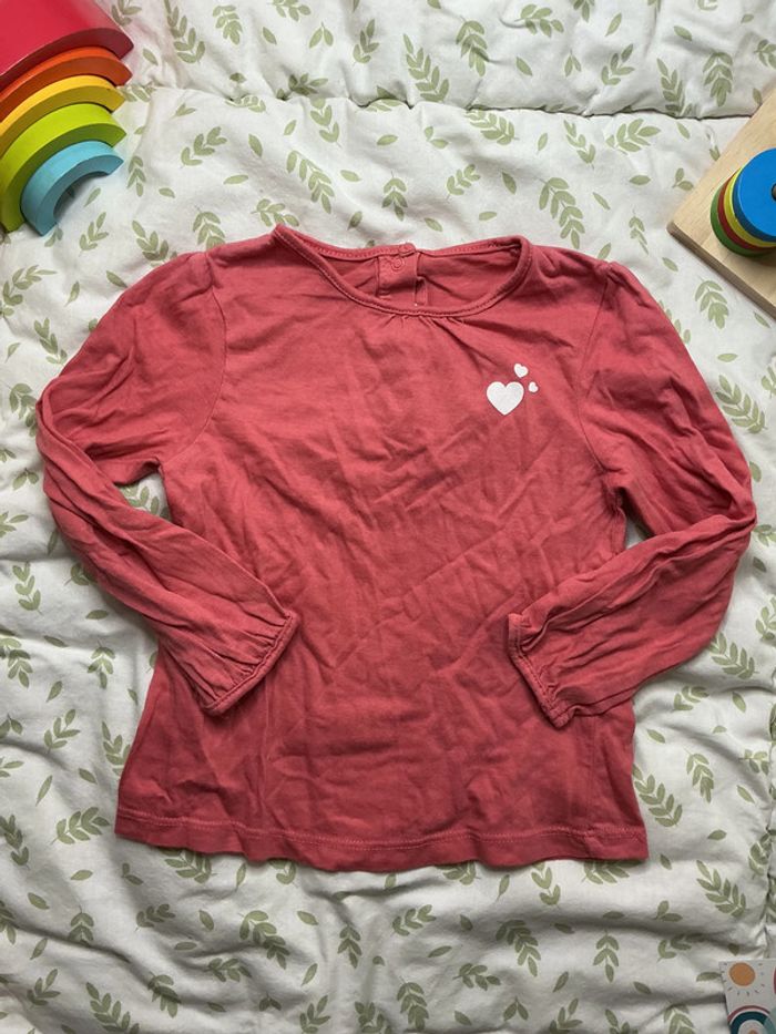 teeshirt manches longues rose coeur poitrine bébé rêve 36 mois - photo numéro 3