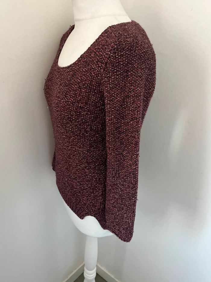 Pull en laine chiné bordeaux pailleté Maje S - photo numéro 4