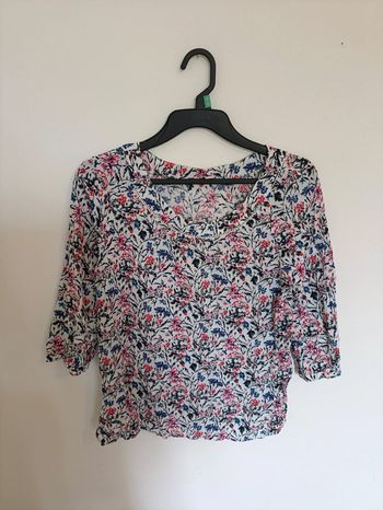 Blouse blanche à fleurs froissée vintage mignon