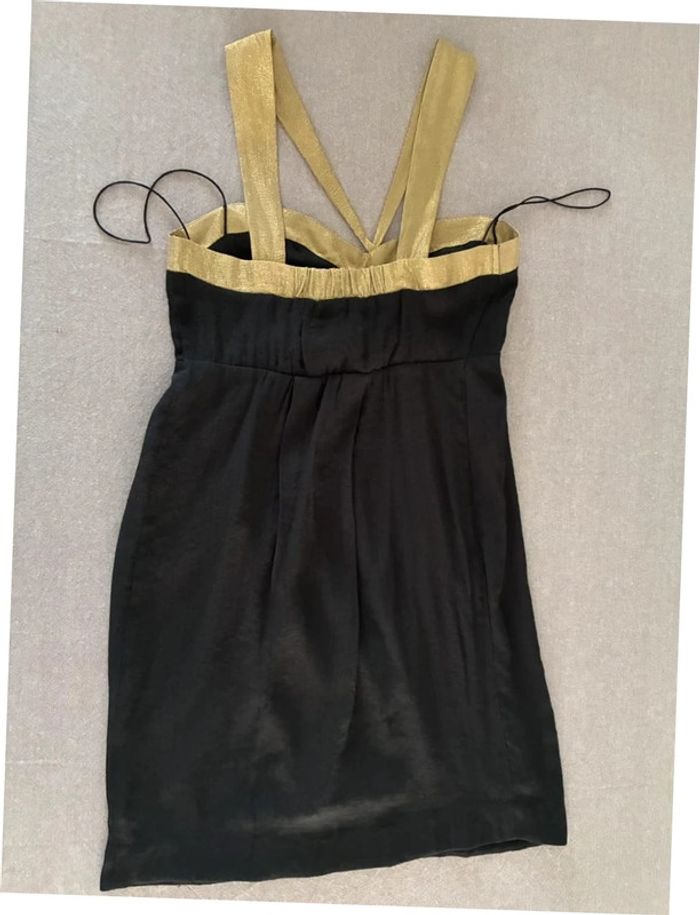 Robe chic Sandro noir et dorée taille 1 en parfait état - photo numéro 9