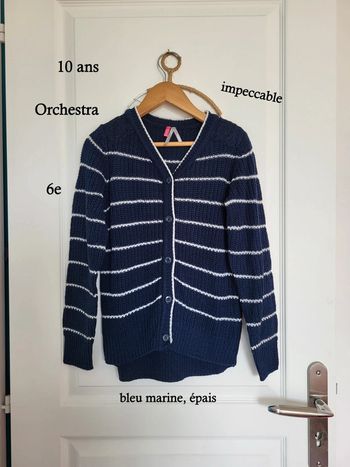 Gilet  long à boutons rayures 10 ans orchestra