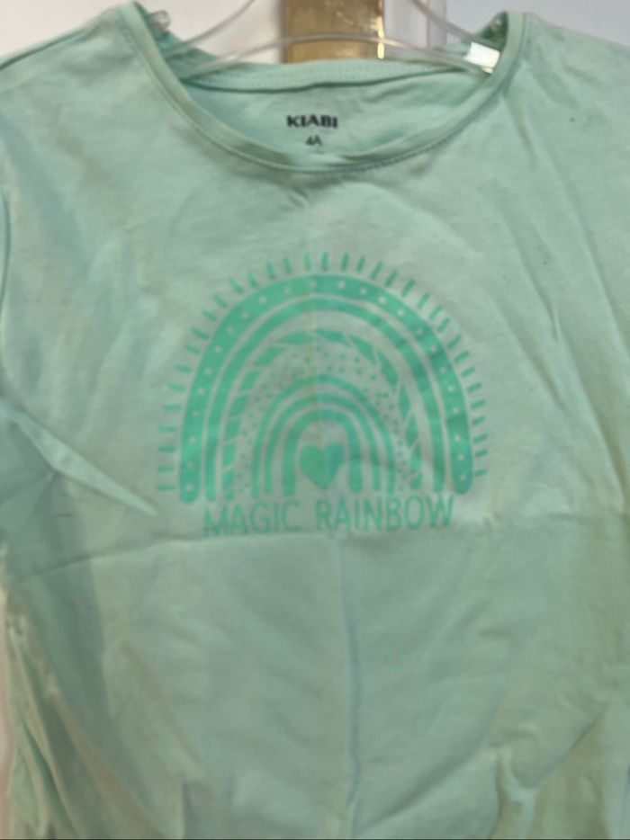 Tee-shirt Kiabi vert menthe arc-en-ciel - photo numéro 3
