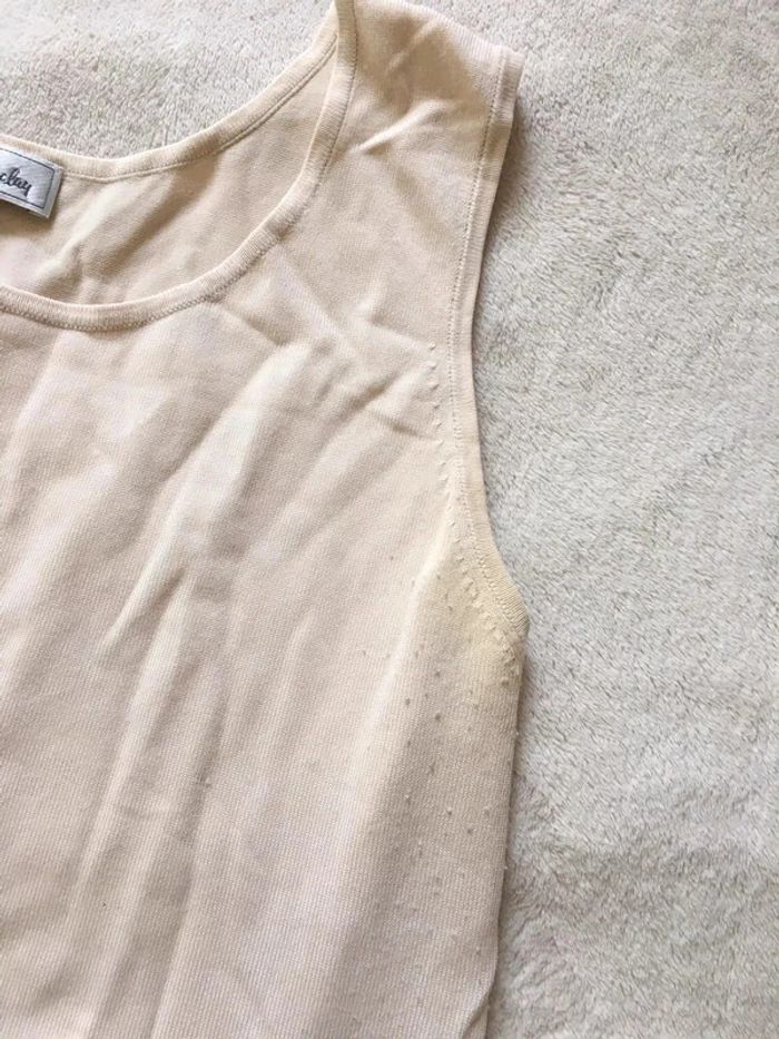 Haut débardeur beige crème à bretelles larges uni basique simple col rond - photo numéro 3