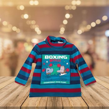 Col Montant Bébé Rayé et Motif Boxe