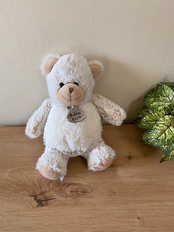 Doudou peluche ours boule beige blanc z animoos histoire d ours