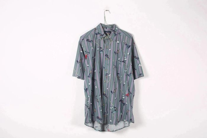 Chemisette vintage 90's Gant en coton motif golfeurs et rayures (#240371) - photo numéro 2