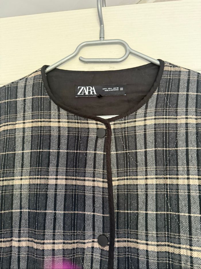 Veste matelassé à carreaux noir et beige - photo numéro 2