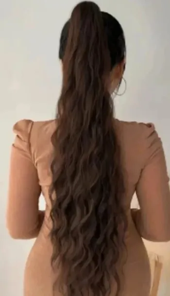 Queue de cheval à pince, couleur Marron foncé - 80cm