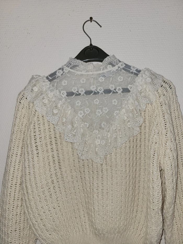 Pull tricot romantique avec volants beige zara - photo numéro 6