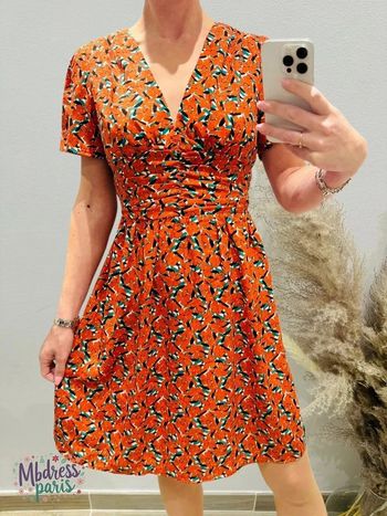 Belle Robe femme midi M/L 38/40 imprimés rouge