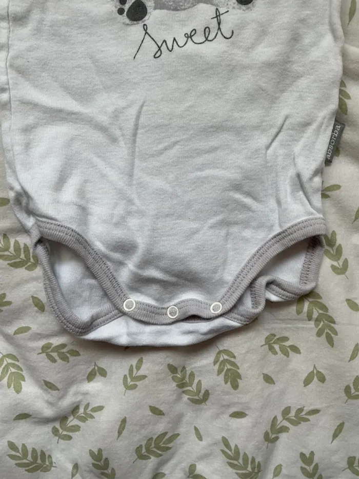 body manches courtes blanc et gris 9 mois absorba - photo numéro 4