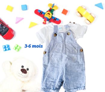 Salopette en tissu rayée et Tee-shirt